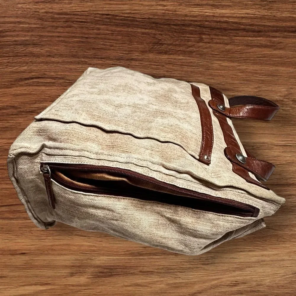 Osgoode Marley Beige Camo Canvas and Leather Messenger Shoulder Bag